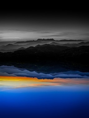 傍晚湖光山色图片